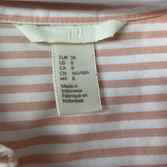 H&M pink and white striped blouse 100% cotton. - Picture 4 of 4